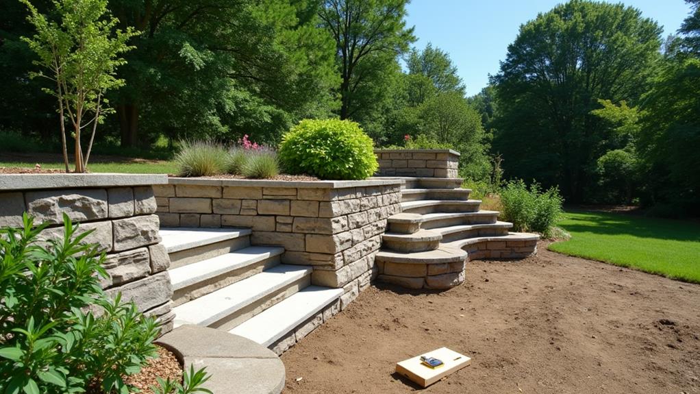 building retaining wall steps