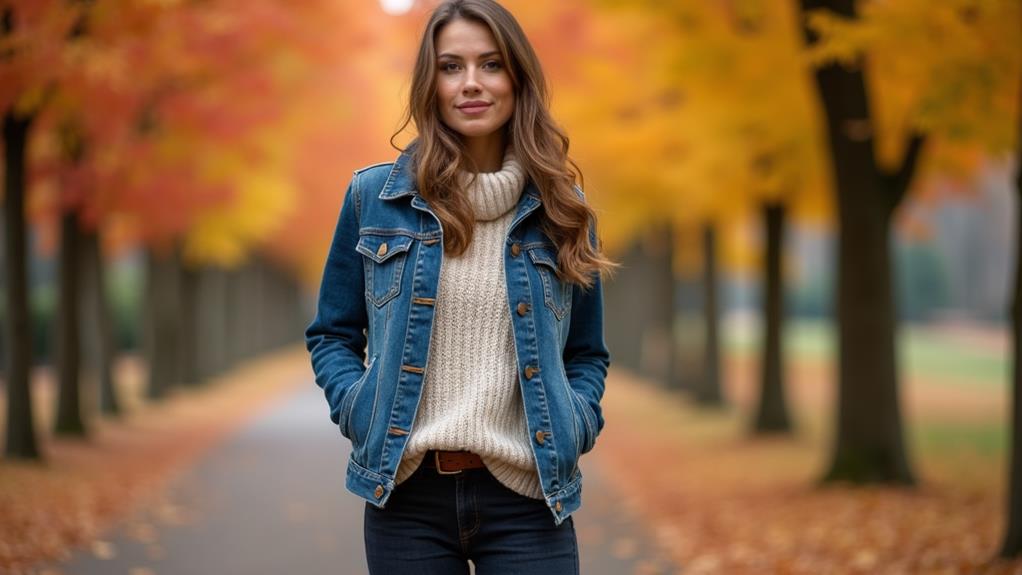 chic denim jacket ensemble