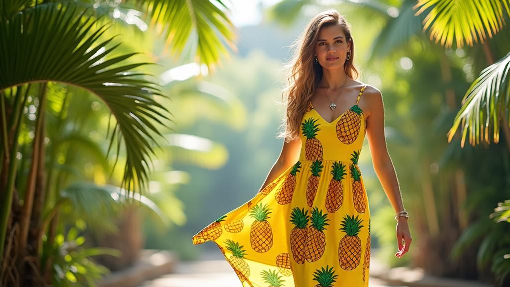 pineapple print a line dress