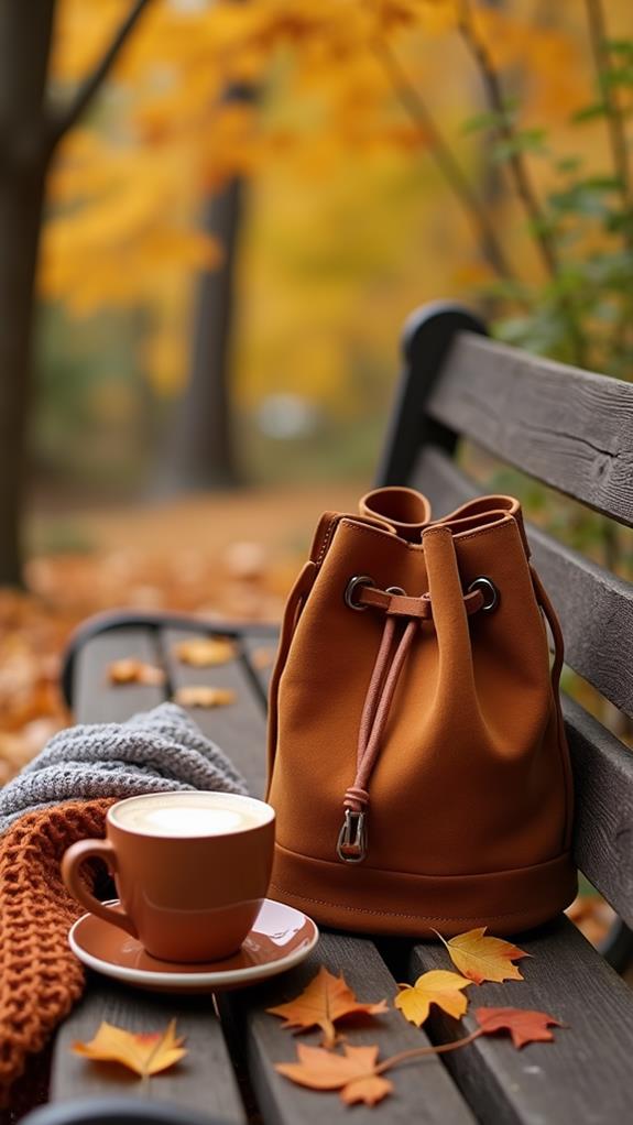 stylish suede bucket bag